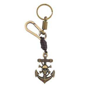 SKULL Keychain in Faux Leather and Goldtone Gift Box